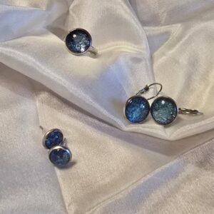 Nemesacél kaboson ékszerek, mélykék