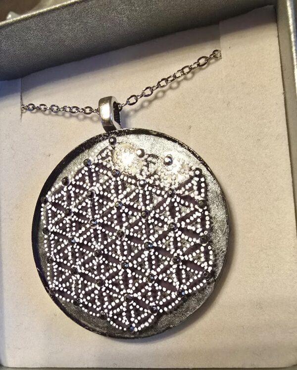 Élet virága mandala nyakék bíbor-ezüst - Image 2